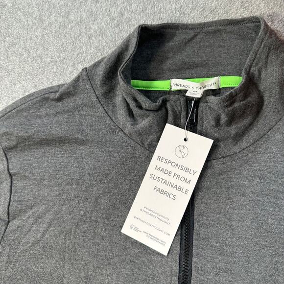Threads 4 Thought Quarter Zip Pullover Gray Stitch Fix Size Medium Long Sleeve - Picture 6 of 8